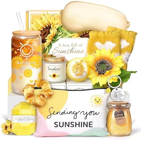12PCS Sunflower Gifts for Women, Get Well Soon Gifts for Women Sending Sunshine Gift,Birthday Gifts for Women Unique Gifts for Mom Sister Teacher Friends Bestie Bff, Inspirational Gifts for Women Cover