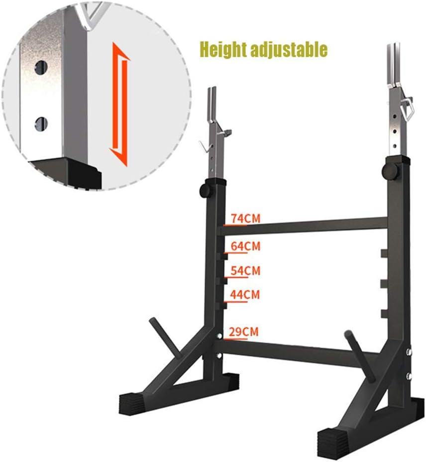 Multifunctional Squat Barbell Rack, Adjustable Weight Bench Strength Training Bench 600LBS Max Load for Home Fitness Gym Exercise Sports