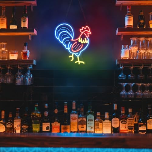 Image of Ammonite Rooster Neon Sign, LED Neon Lights for Room Wall Table Decor Art, Home Party Birthday Holiday Gift for Kids Teens Adults