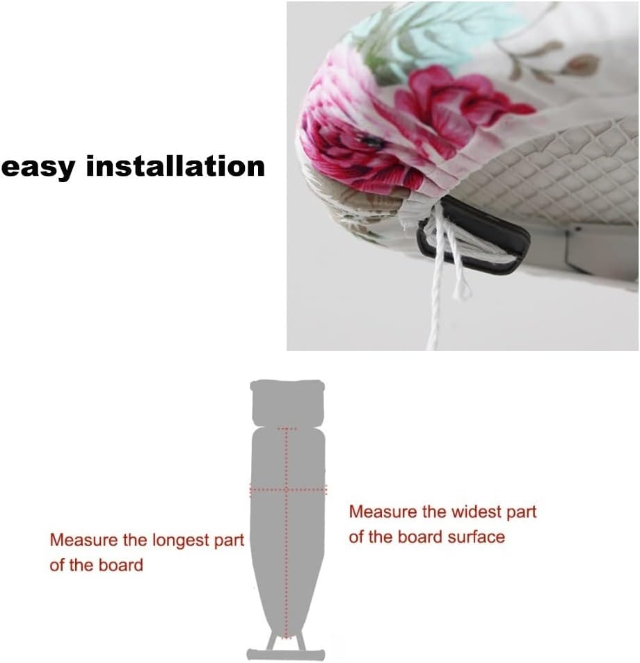 ZJIEX Ironing Board Cover, Flower Print Iron Board Cover with Thick Padding, Scorch Resistant Heat Insulation Ironing Board Replacement Cover (Color : Silver, Size : 43"x13"(110x34cm))