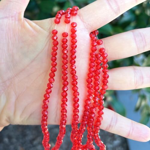 Image of 1000pcs Czech Faceted Rondelle Crystal Glass Loose Beads 4mm Small Tiny Spacer Bulk Light Siam Red for DIY Craft Jewelry Making CCR406