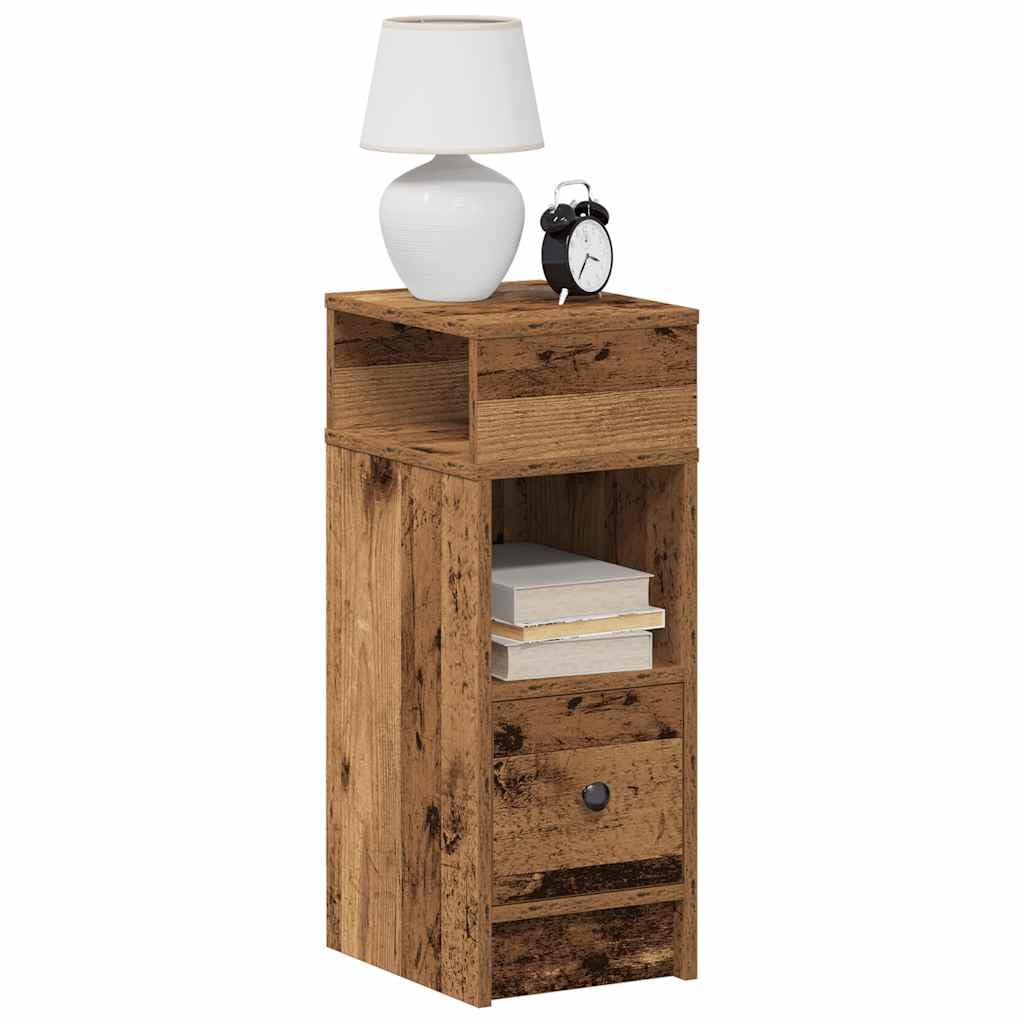 SXZenSpace 858629 Bedside Cabinets 2 pcs with Drawer Old Wood 25x31x66 cm Tables Drawers Cabinet Side End Table Nightstand Storage Organizer Home Stand for Bedroom