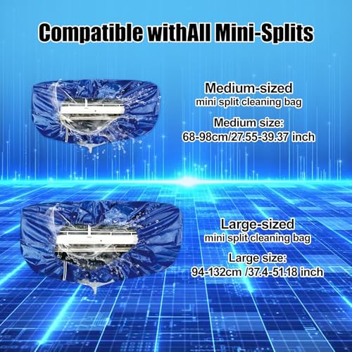 Kikepilm 12-teiliges Reinigungsset für Split-Klimaanlagen，mit 2-Liter-Flascheklimaanlage reinigungsset，wandmontiertes Reinigungsset für Klimaanlagen(Glasblau, Groß)