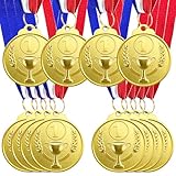Klerbesh 12 Piezas Medallas para Niños de Metal, Medallas de Oro de Ganador con Cinta, Competiciones Deportivas, Detalles para Invitados (12 Oro)