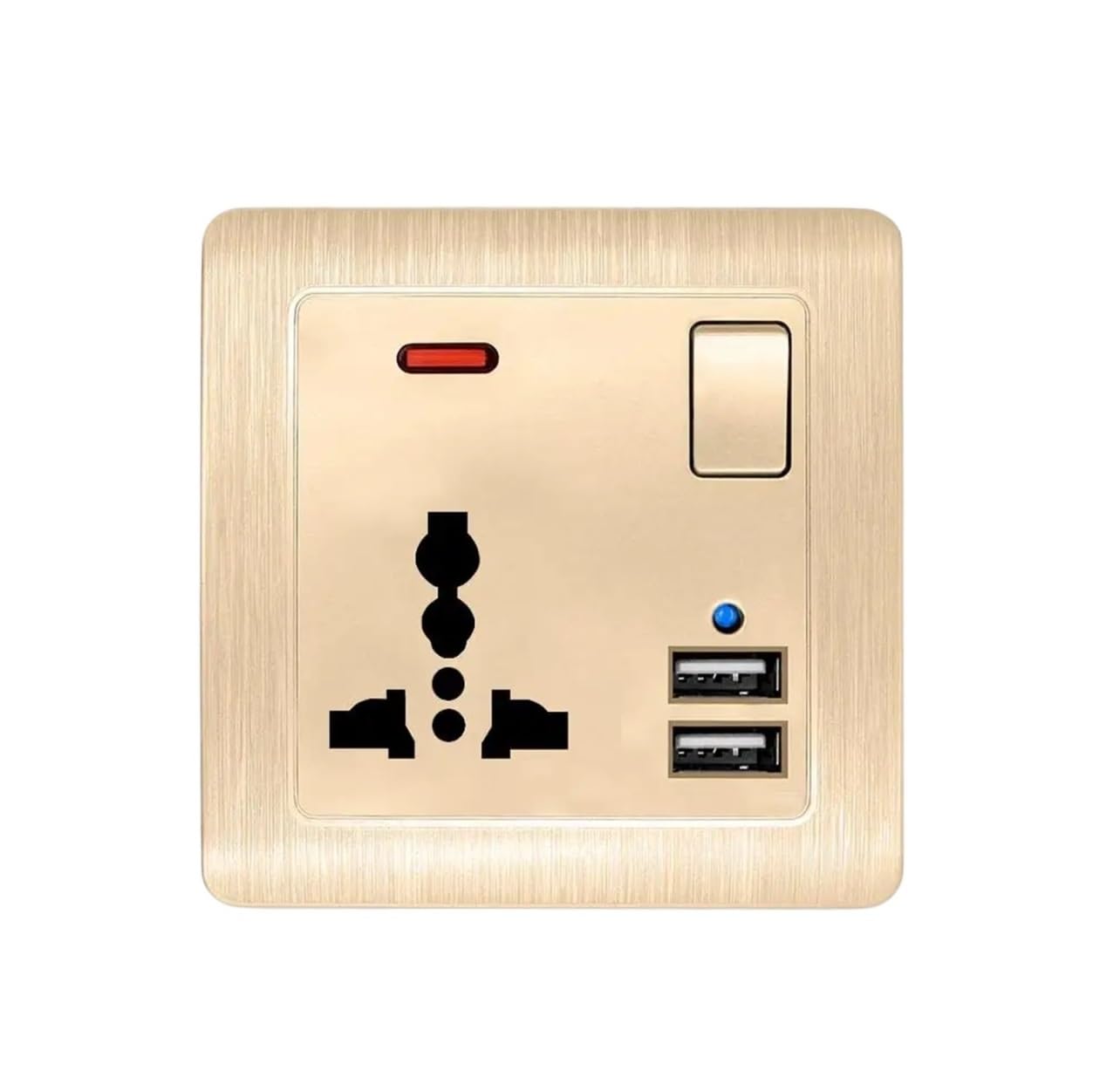 Standard Outlet, 2.1A Dual USB Charger Speedy Port, LED Indicator Wall Power Socket,13A Universal 3 Hole Socket 86type(White)