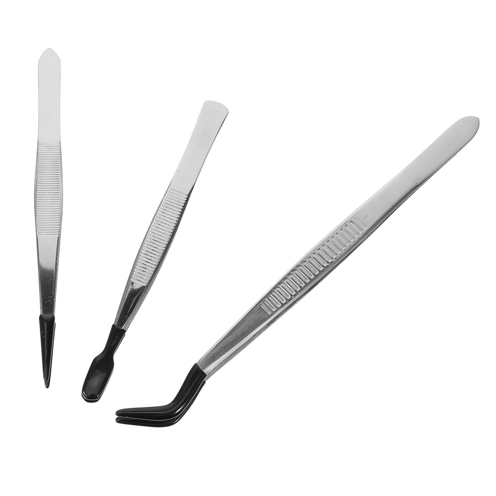 VILLCASE Stainless Steel Tweezers Tool Kit 3pcs Eyebrow Eyelash Stamp Tweezer Multipurpose for Makeup Eyelash Application Jewelry Making