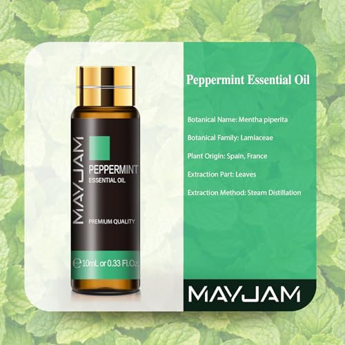 MAYJAM Pfefferminze Ätherisches Öl 10ML, Pfefferminzöl für Diffusor, Luftbefeuchter, DIY, Home,Wardrobes