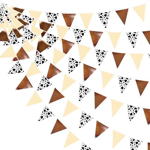 Image of 32Ft Western Party Decorations Western Cowboy Triangle Banner Flag Fabric Pennant Garland Streamer for Cowboys Redeo Birthday Wild West Baby Shower Cowgirls Bachelorette Farm Cow Wild Party Decor
