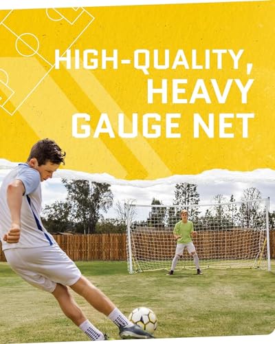 SKLZ Quickster Soccer Goal - Portable Goal for Backyard & Field - Durable Tension-Tite Frame & Heavy Gauge 2-Ply Net - Adjustable Click-Lock Poles, Metal Stakes - Carrying Case with Handle