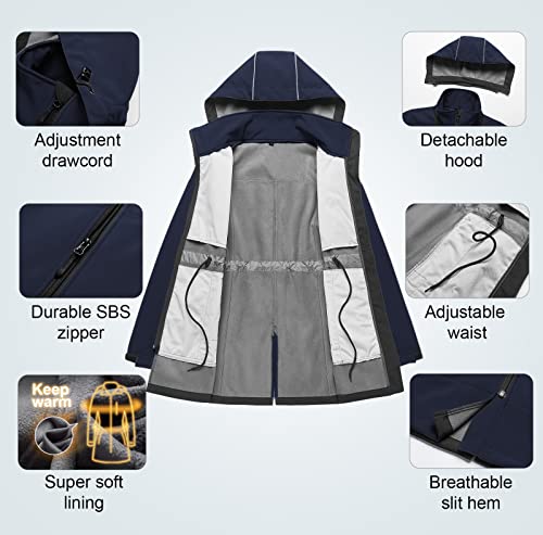 Image of CREATMO US Women's Lightweight Waterproof Long Softshell Tactical Jacket Fleece Lined Windbreaker