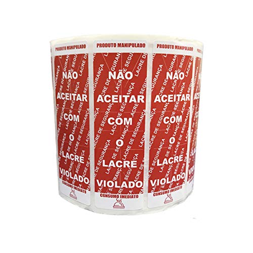 Kit 2 Mil Etiquetas Adesivas Lacre Para Delivery Alimentos, Adegraf, 216, Vermelho, 10x3 cm