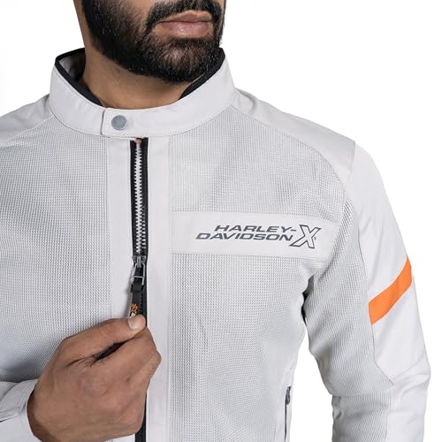 Image of HARLEY-DAVIDSON X UrbanX Edge Riding Jacket for Men | 100% Polyester with Breathable Mesh Lining | Protector Compartments for Elbow, Shoulder & Back | Comfortable & Stylish Motorcycle Jacket