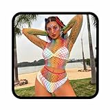 Eyret Rainbow Fishnet Bodystockings Mesh Bodysuit Elastic Teddy Lingerie Sexy Rave Outfit for Women and Girls
