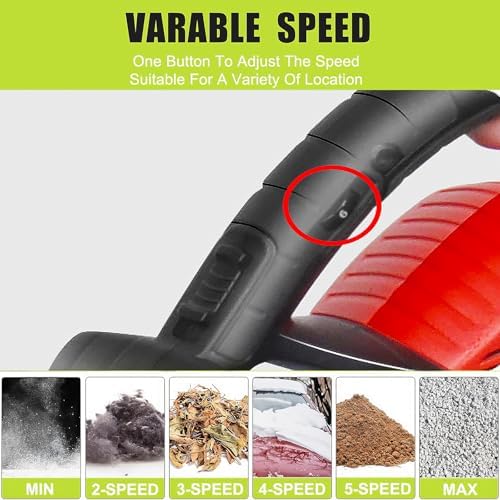 Soplador de Hojas y triturador de vacío inalámbrico de 40 V, Aspirador y sopladores de jardín, triturador de vacío de Hojas con batería de 6 velocidades con Bolsa recolectora de 40 l, 156 CFM