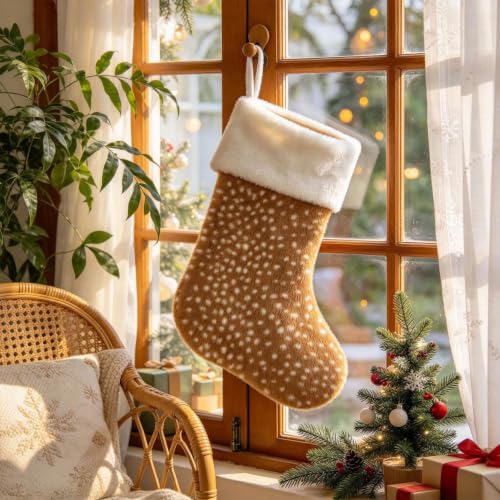 Christmas Stockings, Hanging Christmas Decorations, Rustic Farmhouse Decor | 17x11'' Xmas Stockings with Hanging Cord for Fireplace Window Wall Tree, Stocking for Christmas - image 5