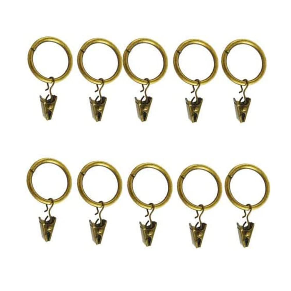 Metal Bronze Curtain Pole Rings with Clips 28mm Large Curtain Rings Curtain Rods Hanging Ring with Clip Curtain Pole Ring and Clips Pack of 20.