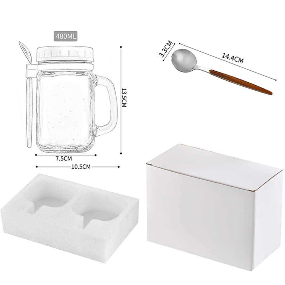 Recipientes De Avena Con Tapas Y Cuchara De 16 Onzas [paquete De 4] Tarros Grandes Herméticos De Avena Con Marcas De Medición, Tarros De Vidrio Para Yogur, Pudín De Semillas De