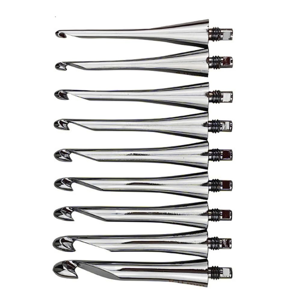 Aguja de ganchillo de aluminio intercambiable con 9 puntas