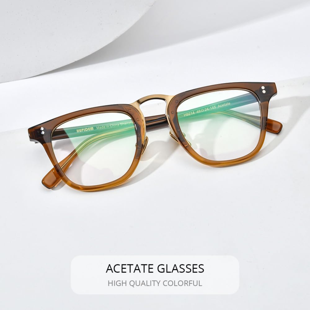 MUTYNE Montura de gafas de acetato para hombre, anteojos cuadrados Retro Vintage, gafas para mujer
