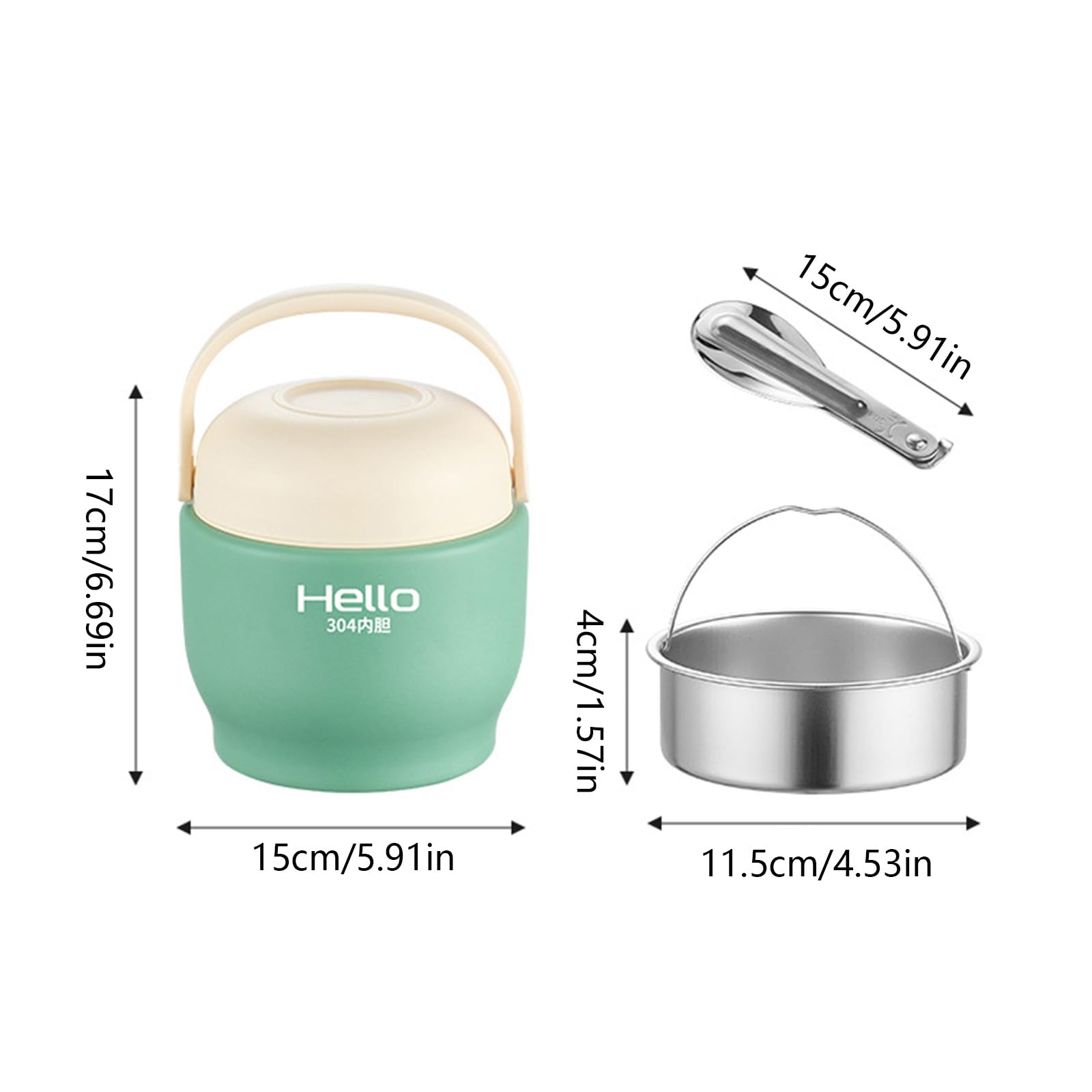Boîte à déjeuner thermique en acier inoxydable 304 avec plateau divisé pour navetteurs, voyage, boîte à déjeuner portable pour le travail