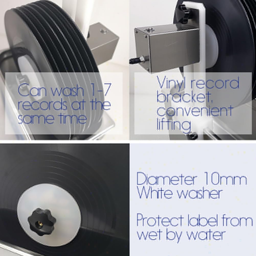 Pulitore per Dischi in Vinile ad ultrasuoni, Sistema di Pulizia per Dischi in Vinile riscaldato a Potenza Regolabile con Degas, Temperatura e temporizzazione Regolabili, per d(Argento)