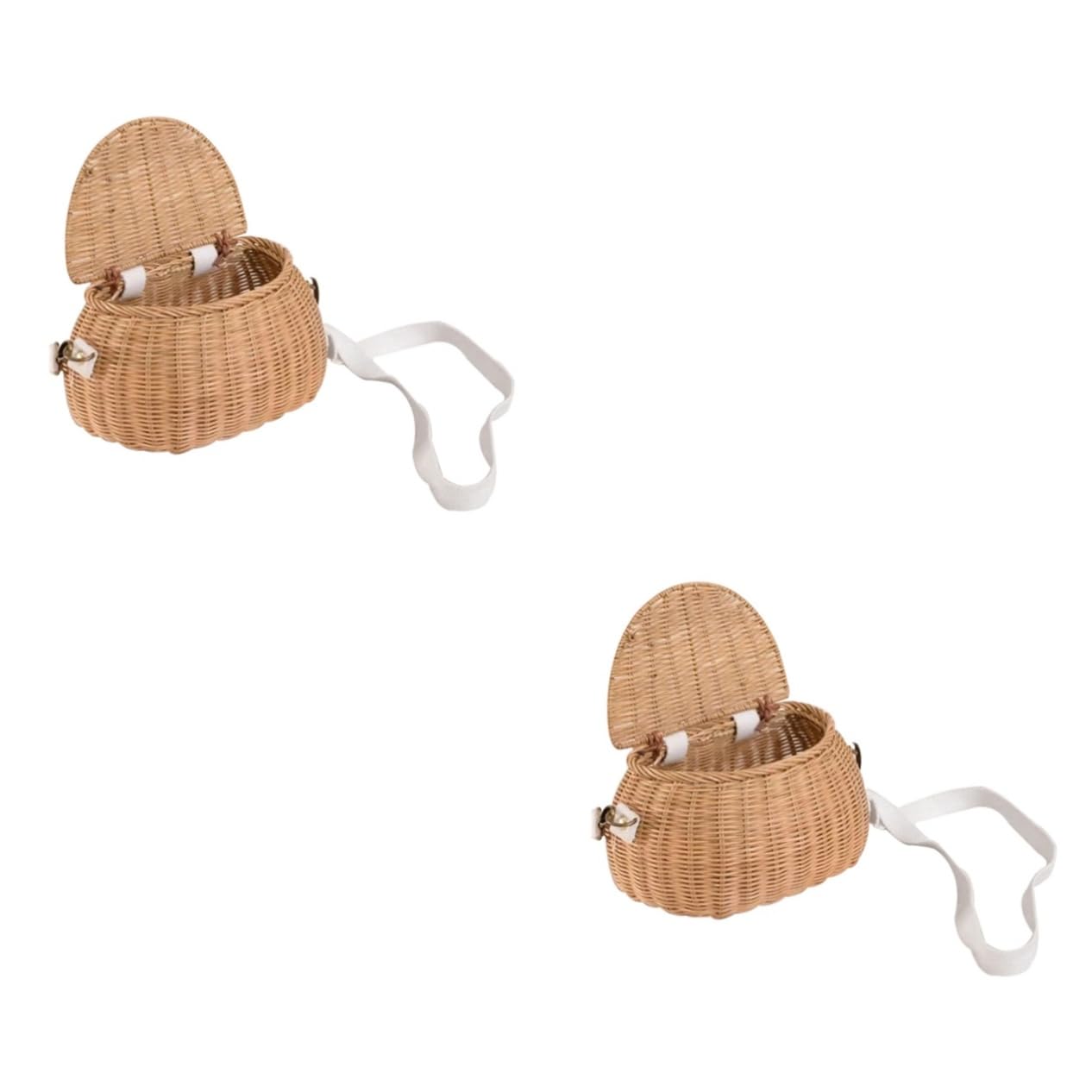 POPETPOP 2 Pièces Panier De Vélo Panier De Vélo pour Enfants Paniers De Rangement avec Couvercles Panier De Vélo avec Couvercle Panier De Vélo en Osier De Pique- Vélo Vélo pour