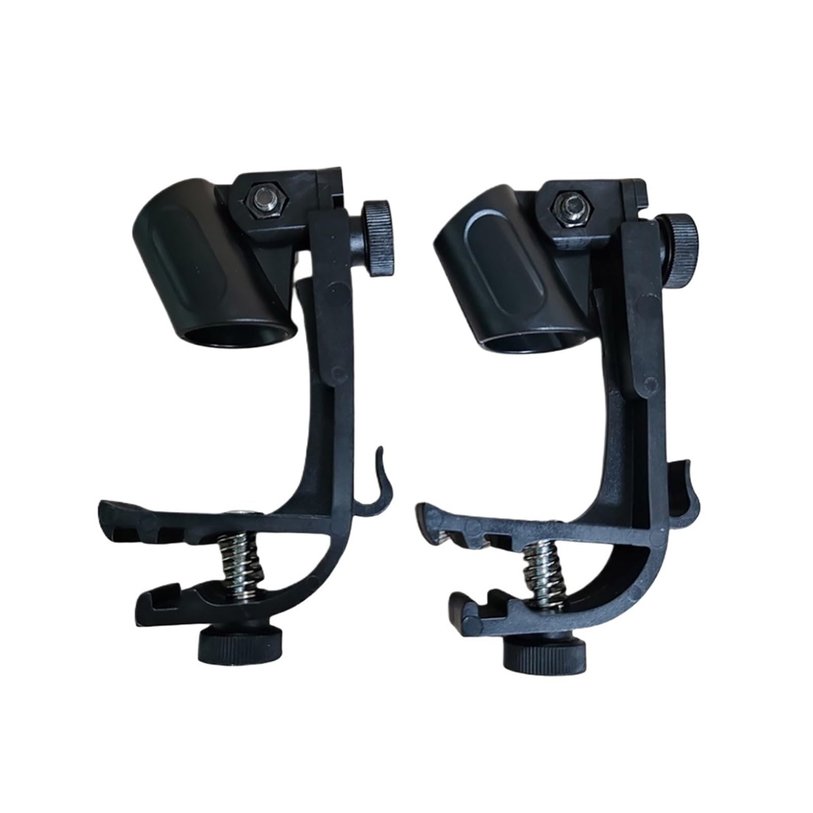Wjiayao Black Drum Microphone Clips 2Pcs Drum Microphone Clip Holder Adjustable Shockproof Mic Clips Rim Mount Clamp