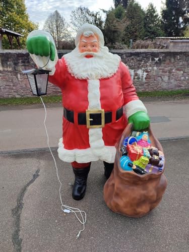 XXL Premium Weihnachtsmann lebensgross 185cm +Sack+Lampe Santa Garten...