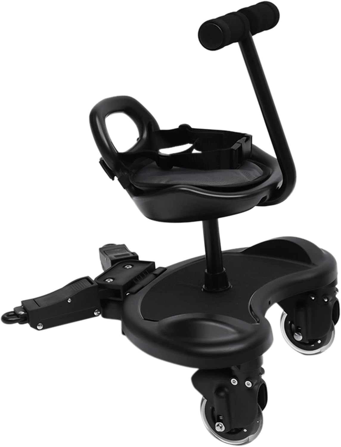 Uniwersalna deska do wózka z odpinanym siedziskiem, pojemność 55 funtów, regulowany listwa łączący, koła absorbujące wstrząsy, dla dzieci w wieku 2-5 lat, czarny