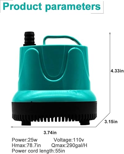 Miniatura 9 de Upettools Bomba de agua sumergible, bomba de agua multifuncional de circulación ultra silenciosa con mango para estanque, acuario, hidroponía,