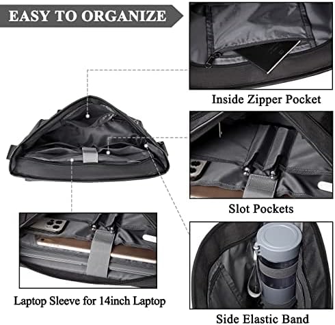 VASCHY Messenger Bag, Lightweight Man Bag 14 inch Laptop Shoulder Bag Water Resistant Briefcase Work Bag with Padded Shoulder Strap and Laptop Sleeve for Women for Business College Travel (Black)