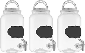 Kit Com 3 Suqueira Com Torneira Para 3,6 Litros Alça E Lousa (Branco)