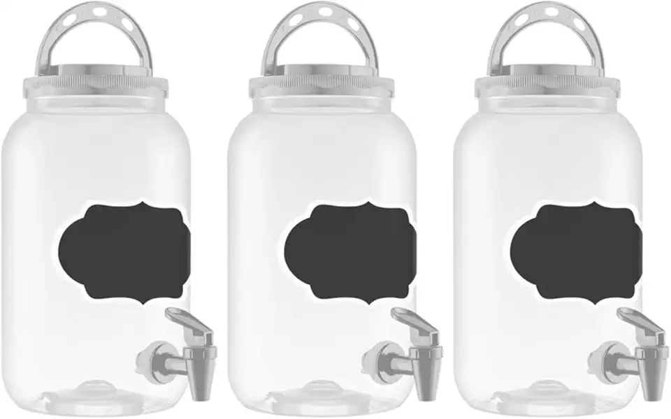 Kit Com 3 Suqueira Com Torneira Para 3,6 Litros Alça E Lousa (Branco)