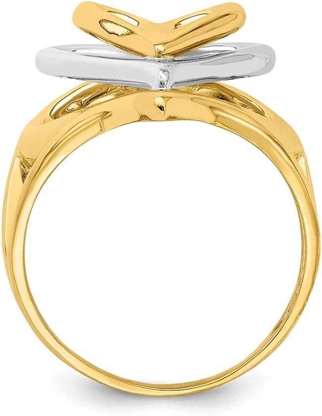 Diamond2Deal 14K Gold Two-Tone Triple Stacked Heart Ring