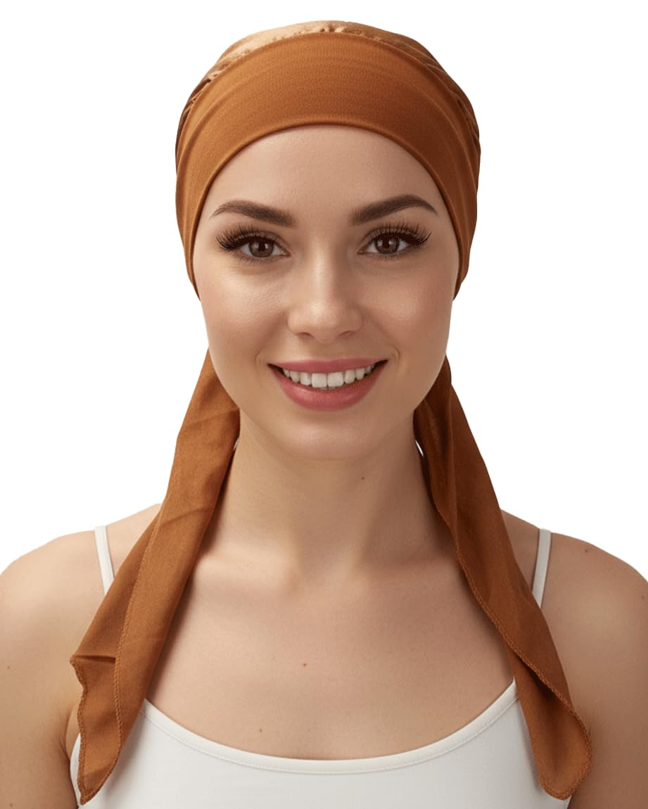 Fadachy Women's Solid-Brown Chemo Headwear For Head Scarfs Turbans Uk Cancer Scarves Bandanas Chemo Hat Headscarf For Cancer Patient Turban Cap Bandana Skull Beanie For Muslim
