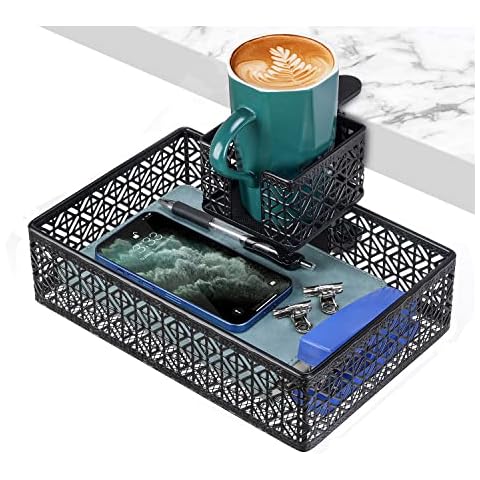 Aurynns Under Desk Drawer Organizer Clip-on Cup Holder Under Desk Storage Drawers Rotated Under Table Drawer for Desk Organizer Clamp Phone Holder Paper Drawer (Black) Cover
