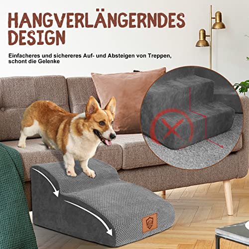 Zvonema Hundetreppe, rutschfeste Haustiertreppe, Hundetreppe für Kleine Hunde und Katzen, Hunderampe aus Schaumstoff, Waschbar Katzentreppe, Tragbare Hunderampe für Bett, Couch und Auto