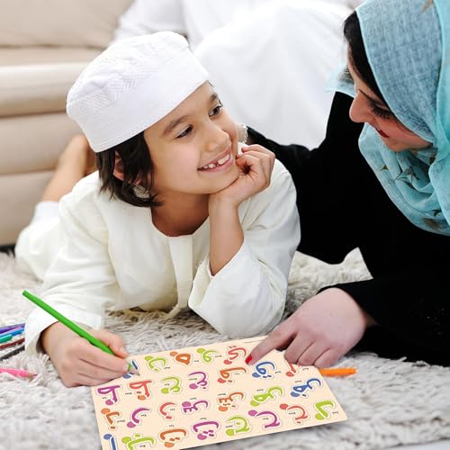 Image of Webby Wooden Arabic Urdu Alphabets Puzzle Montessori Educational Learning Toy for Preschool Kids