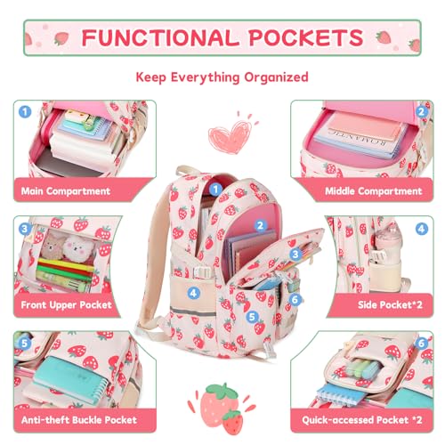 Image of PIG PIG GIRL Kids Backpack for Girls School Book Bag for Elementary Primary