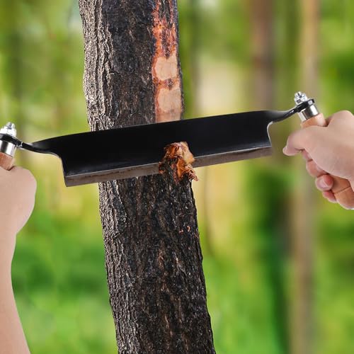 SWAWIS 200mm Zugmesser für Holz, Gerade, Reifmesser mit Ergonomischen Holzgriffen und Klingenschutz, Rindenschäler Scharfer für Holzbearbeitung， Zusammenbau Erforderlich(8'')