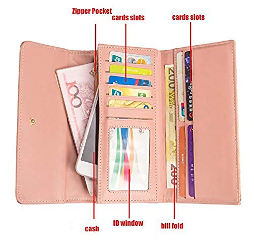 ZhengYue PU Leather Wallet for Women Crown Ladies Girls Coin Zipper Long Purse,Female's Money Bag with Multiple Card Slots and Card Holders Phone Pocket - Image 4