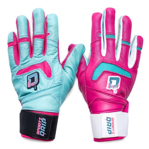 Sportz Drip Batting Gloves for Baseball, Softball, Youth & Adults, Unisex | Flexible, comfortable fit, lightweight, breathable, multiple colors & sizes, nonslip palm, padded cuff, adjustable, durable