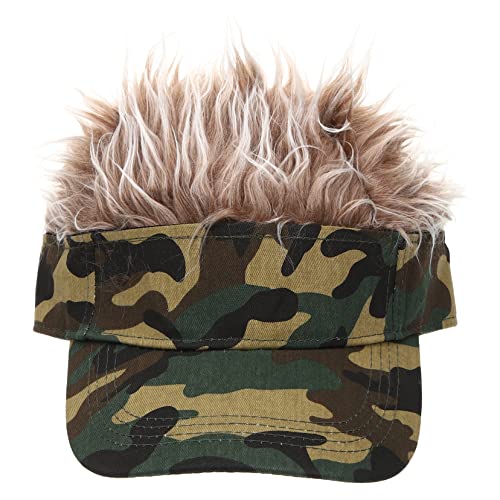 Casquette camouflage avec perruque intégrée pour festival et camping outdoor