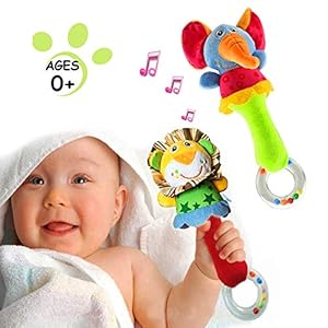 CHAFIN Baby Soft Rattles Shaker , Infant Developmental Hand Grip Baby Toys , Cute Stuffed Animal with Sound for 3 6 9 12…