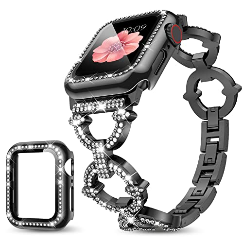 Image of Mesime Bling Jewelry Band Compatible with Apple Watch Bands for Women | Metal Band 46mm 45mm 44mm 42mm 41mm 40mm 38mm,Dressy Strap for iWatch Series 11 10 9 8 7 6 5 4 SE 3 2 1,Adjust without tools