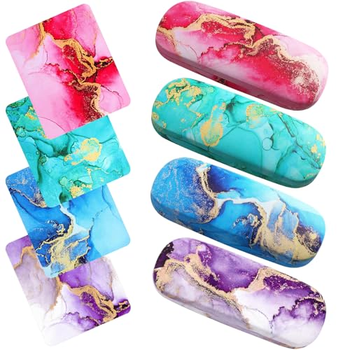 Image of Hard Shell Eyeglasses Case, Eye Glass Cases Womens Hard Shell With Cleaning Cloth Portable Eyewear Case for Women Men