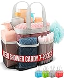 7 Pocket Shower Caddy Tote, Black - Keep Your Shower Essentials Within Easy Reach. Shower Caddies are Perfect for College dorms, Gym, Shower, Swimming and Travel. Mesh Allows Water to Drain Easily.