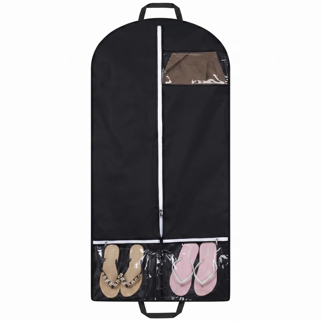 Goutdori Garment Bags for Storage 50x24in, Hanging Suit Cover with Handles Foldable Closet Travel Bag Black
