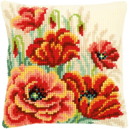 Coussin Coquelicots II Vervaco en canevas de haute qualité