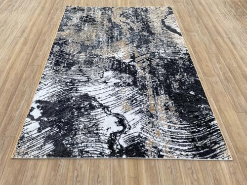 Image of Modern 3x5 Feet (90x150 CM) Silk Touch Carpet for Living Room Bedroom | Washable Anti-Skid | Multicolor Hexagon Pattern | Stain-Resistant Floor Rug for Bedroom Drawing Room
